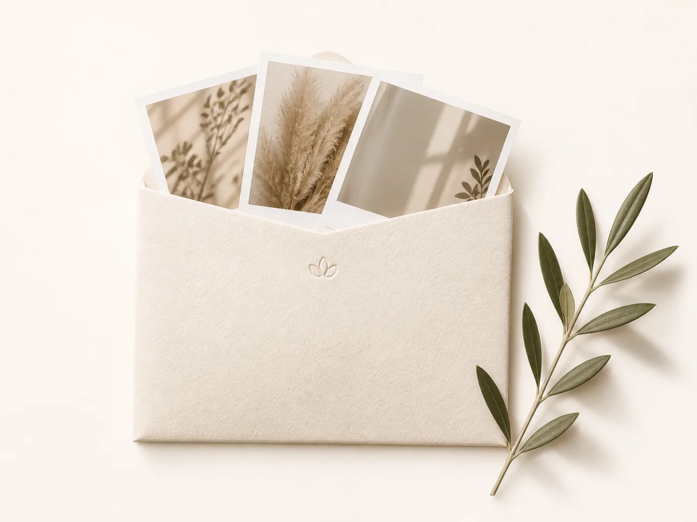 Illustrated envelope protecting two portrait photographs